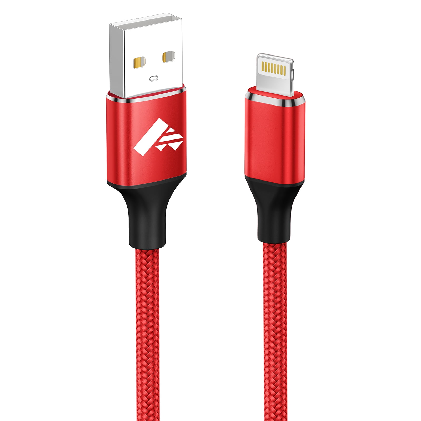 Aioneus Braided Lightning Cable i Phone Charger 5FT MFi Certified 3A Fast Charging Cable, Red