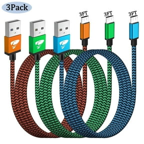 Aioneus Micro USB Cable Android Charger Cord 3 Pack 3 ft, Nylon Braided Fast Charging Cord for Samsung Galaxy S5/S6/S7 Edge/J3/J7, Note 4/5