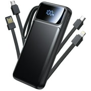 Aioneus Portable Charger, 10000mAh Power Bank with Built in Cable (22.5W Output + 18W Input) Fast Charging Battery Pack for iPhone Samsung