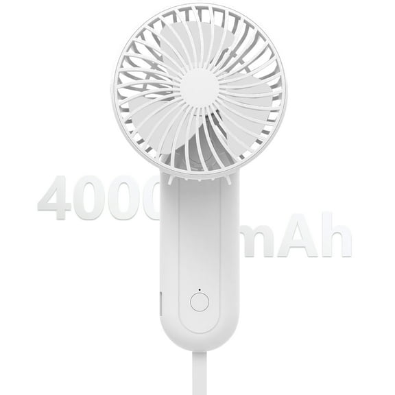 Aioneus Portable Handheld Fan Battery Operated 4000mAh (20H Running) Small Fan, 180° Adjustable Mini Hand Fan, White