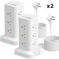 thumbnail image 1 of Aioneus Power Strip Tower Surge Protector with 12 Outlets & 4 USB Ports, 6ft Cord, White (2Pack), 1 of 10