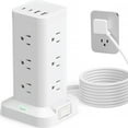 thumbnail image 1 of Aioneus Power Strip Tower Surge Protector with 12 Outlets & 4 USB Ports, 6ft Cord, White, 1 of 11