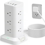 Aioneus Power Strip Tower Surge Protector with 12 Outlets & 4 USB Ports, 6ft Cord, White