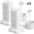 thumbnail image 1 of Aioneus Power Strip Tower Surge Protector with 12 Outlets & 4 USB Ports, 6ft Cord, White (2Pack), 1 of 10