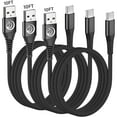 thumbnail image 1 of Aioneus USB C Cable 10ft 3Pack Type C Charger Cord 3A Fast Charging for Samsung Galaxy S25/S24/S23/S22/S21, iPhone 16/15 Phones, Black, 1 of 7