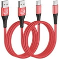 thumbnail image 1 of Aioneus USB-C Cable C Type Charger Cable 6FT 2Pack, 3A Fast Charging Cable Nylon Braided USB C Cord for Samsung Galaxy, Red, 1 of 6