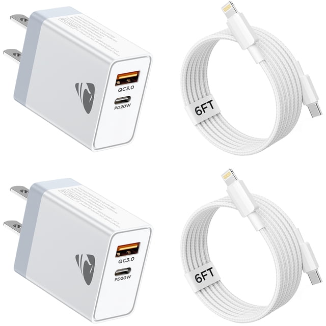 Pd Box Aioneus 2-Pack USB C Wall Charger 20W, Foldable Fast Charging Block, PD ...