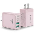 thumbnail image 1 of Aioneus USB C Charger Block 40W Fast Charging Block Multi USB Wall Charger Pulg Power Adapter for iPhone Samsung (Pink 2-Pack), 1 of 7