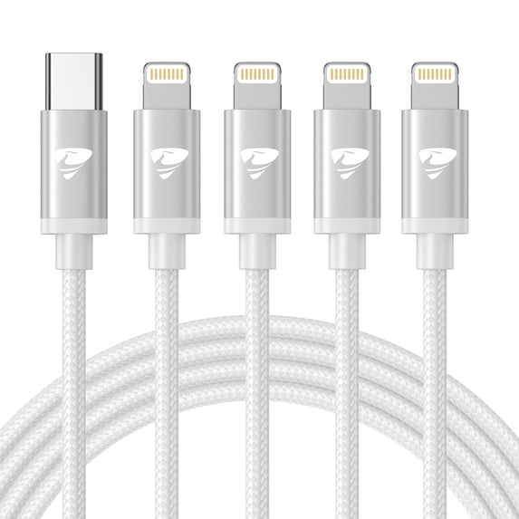 Aioneus USB C To Light-ning Charging Cable Compatible with iPhone 14 13 12 11, 4Pack 3/3/6/10FT Braided iPhone Fast Charger Cord, White