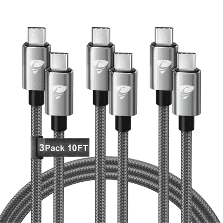 Aioneus USB C to USB C Cable [3Pack 10FT] 60W C to C Fast Charging Nylon Braided Type C to Type C Charger Cord,Compatible with Samsung Galaxy iPhone 15/16, Gray price history and forecast - Aioneus APDC