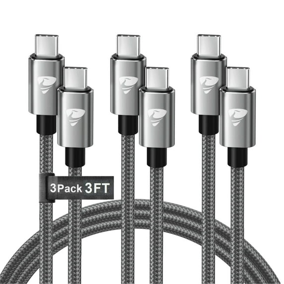 Aioneus USB C to USB C Cable [3Pack 3FT] Fast Charging Type C Charger Cord Nylon Braided