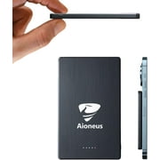 Aioneus Slim Wireless Portable Charger, 5000mAh Fast Charging Magnetic Power Bank, Magsafe Charger Compatible with iPhone, Samsung, Black