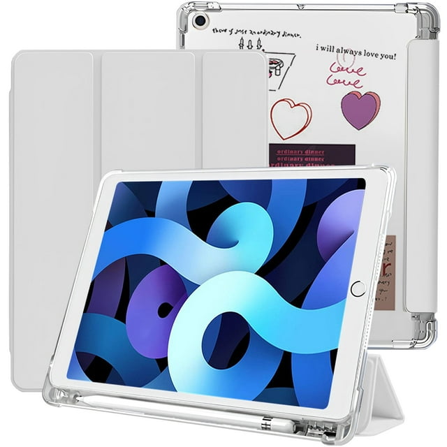 Aioneus iPad Case 10.2 inch for iPad 7th 8th 9th Generation Tablet Case Auto Sleep/Wake iPad Cover with Pencil Holder - Gray