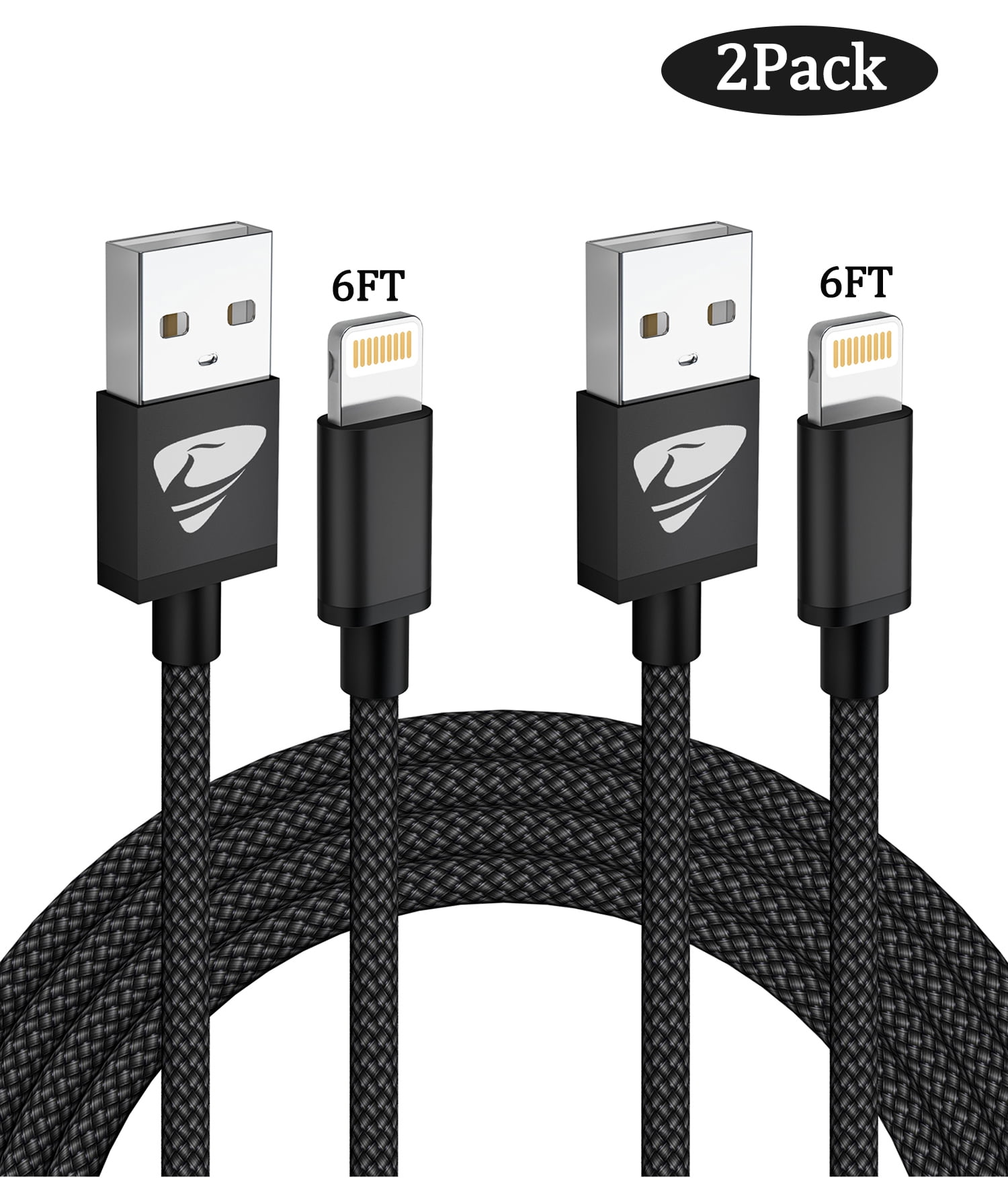 Aioneus iPhone Charger Cable 2x6FT Lightning Cable Nylon Braided USB  Charging Cable Data Sync Charge Cord for iPhone 13/12/11 Pro Max/XS MAX/XR/XS/X/8/7/Plus/6S/6/SE/5S/iPad  