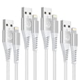 thumbnail image 1 of Aioneus iPhone Charger Compatible with iPhone 14/13/12/11, USB A to Light-ning Cables 4Pack 3/3/6/10FT Braided Fast Charging Cord, White, 1 of 8