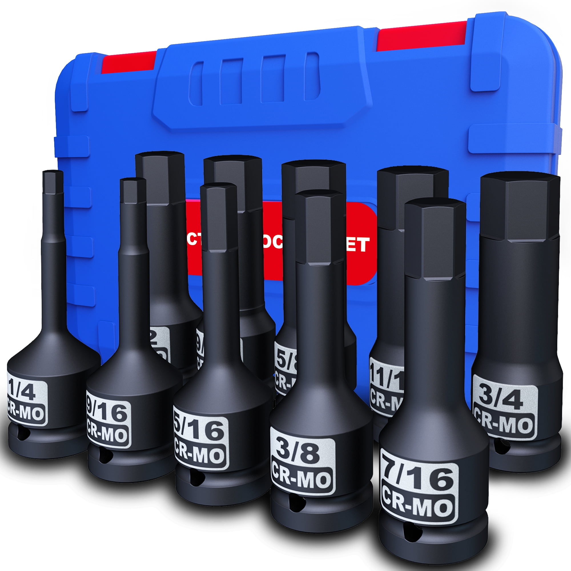 Aiourx 1/2 Inch Impact SAE Hex Bit Socket Set