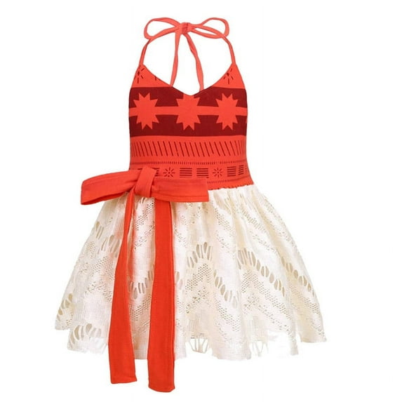 Aipartys Baby Girl Moana Costume Princess Clothes Halter Backless Jumpsuit Dress Tulle Sundress Adventure Outfits