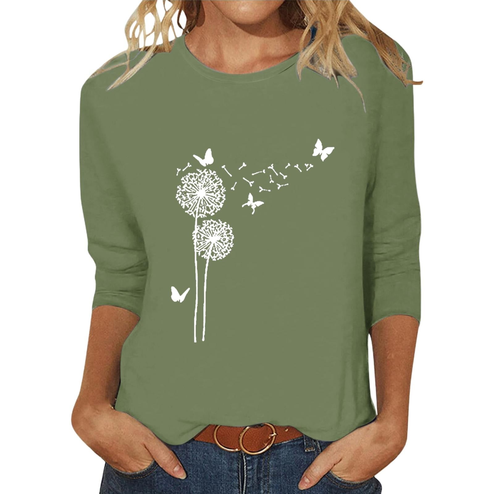 Aipengry Fall T Shirts for Women 2024 White Women's Fashion Round Neck