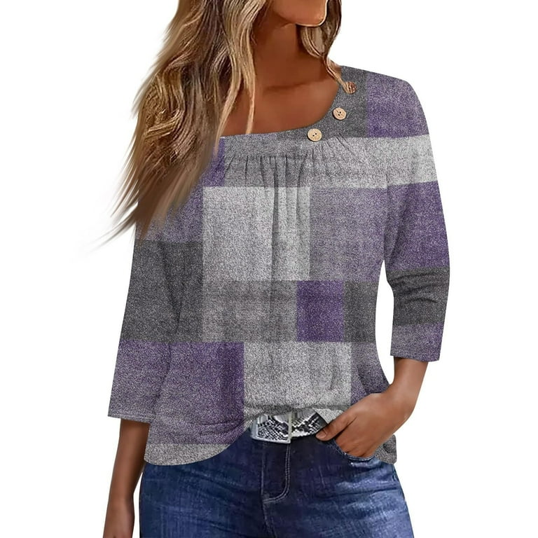 Aipengry Tunic Tops for Leggings Womens Tops Dressy Casual 3 4 Sleeve Boat Neck Shirts Loose Fit Blouses Basic Tee Cute Comfy Trendy Tunic Tops Plus Blouse Long Sleeve 1 C Grey Xxl Hot Sale