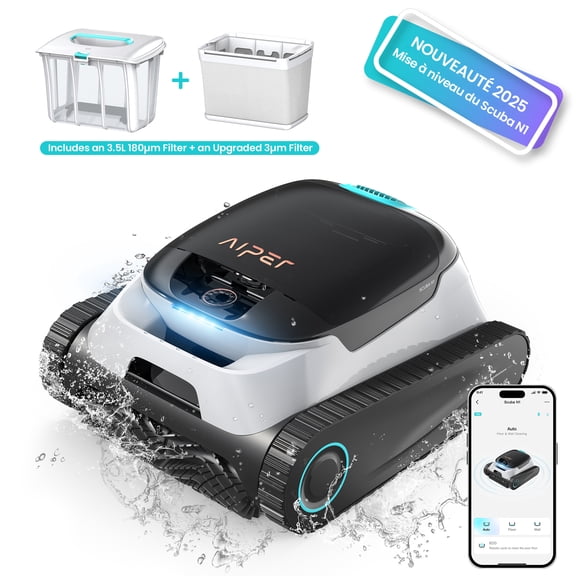 Aiper Scuba N1 Plus Automatic Pool Cleaner, Cordless Robotic Pool Cleaner for In-Ground Pools w/ MicroMesh Filtration, Caterpillar Treads & Mobile App