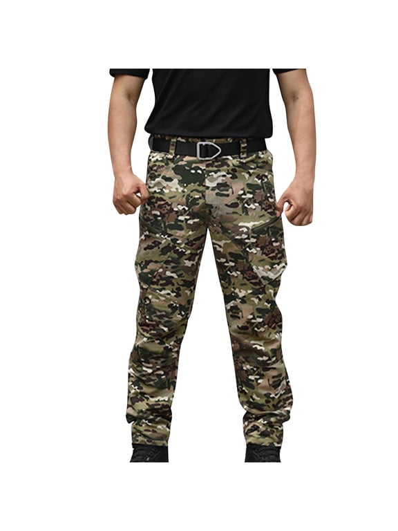 Back to School Mens Cargo Pants Camo Military Fatigue Pant Jungle Hunting Work Casual Pants with Multi Pockets