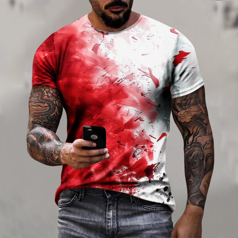 Aipewai Halloween-Clothes for Man Men&rsquo;s Trendy Tie Dye T Shirt 