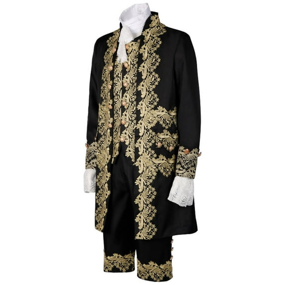 Aipewai Men Clothes- Men's's Gold Flower Gowns European Style Prince Performance Clothing Suit Medieval Renaissance Clothing Set