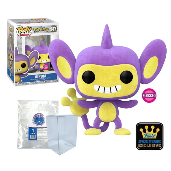 Aipom (Flocked) #947 - Specialty Series Funko Pop + Blue Salamander Emporium Protective Case