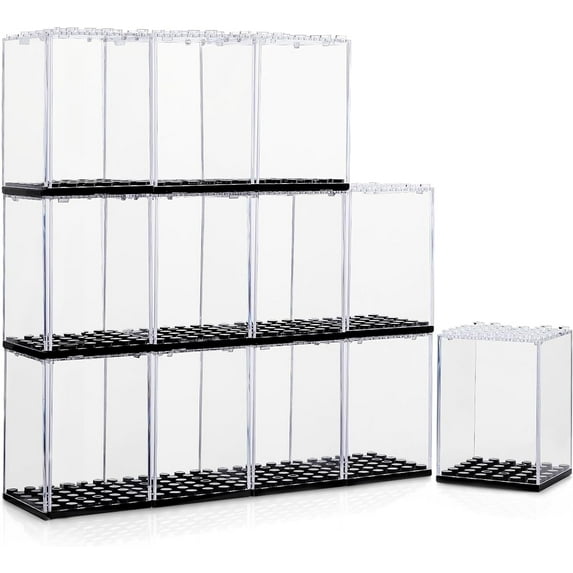 Aippl 12PCS Minifigure Display Case for Lego Minifigure Clear Acrylic Building Block Display Box Storage for Action Figures Blocks Stackable Storage Case Gift for Lego Lovers