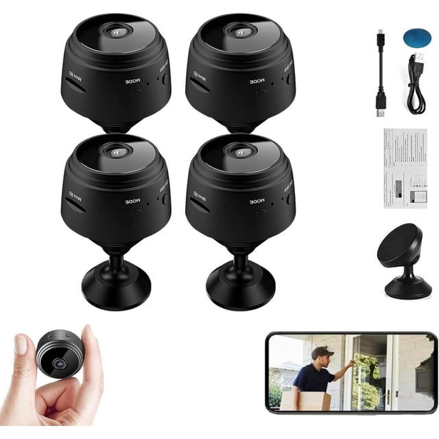 Aippl Pico Spy Camera - Picospy Magnetic Mini Security Camera, Mini 4k 360° Wireless Magnetic Security Camera, Night Vision Motion Detection Security Cam Covert Cameras for Home (4 Pcs)
