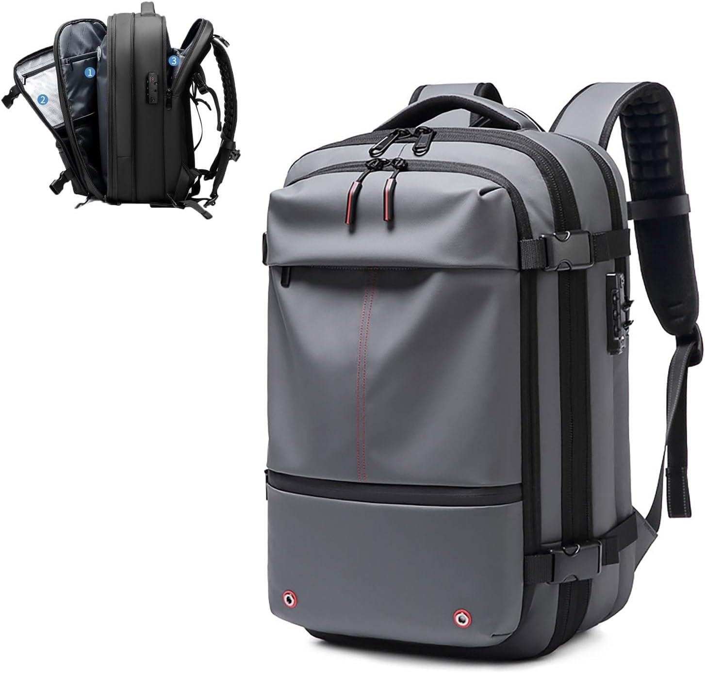 Vacpack Vacuum Travel Backpack - 30-40L Expandable, Built-in Air Pump, TSA Friendly, Water-resistant