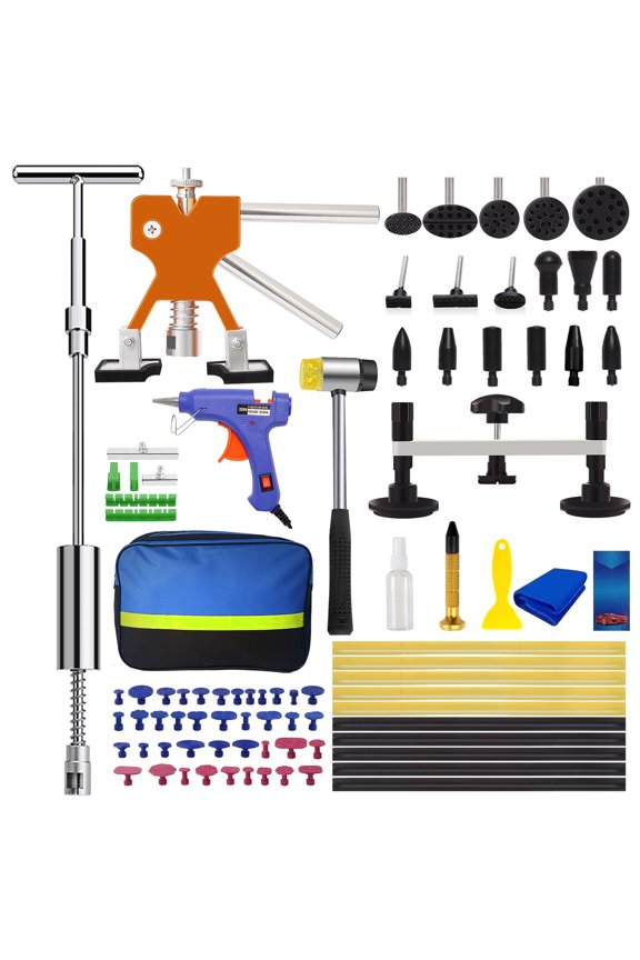81PCS Auto Dent Puller Kit -Autobody Repairs Adjustable Golden Dent Remover Tools Paintless Dent Repair Kit Dent Lifter Puller for Car Large & Small Ding Hail Dent Removal