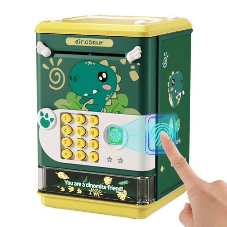 Aiqi Mini Electronic Kids Piggy Bank Toys for Boys with digital Password and Simulated Fingerprint Unlocking (Green)