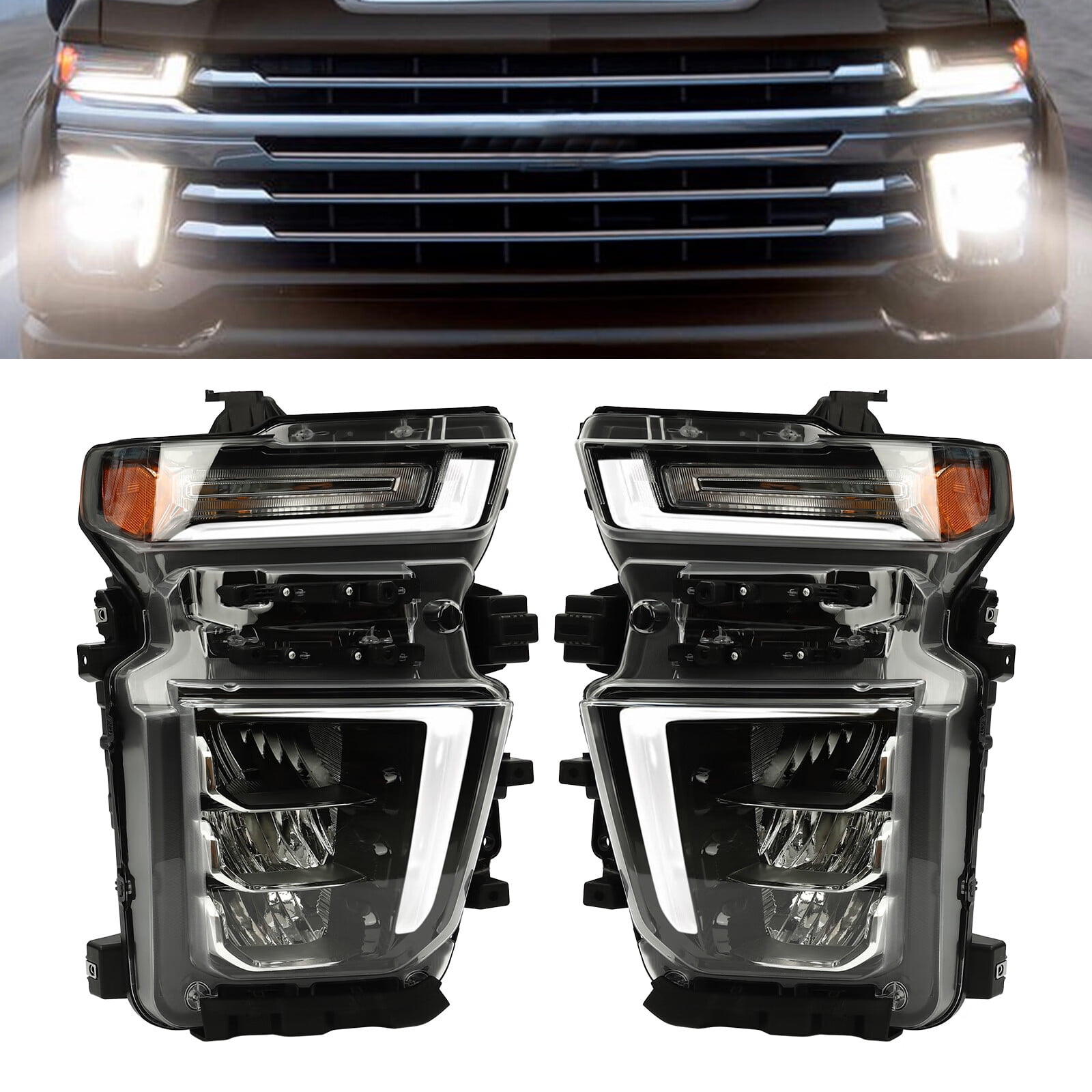 Aiqidi 1 Pair Factory LED Headlights Front Left+Right Headlamps for