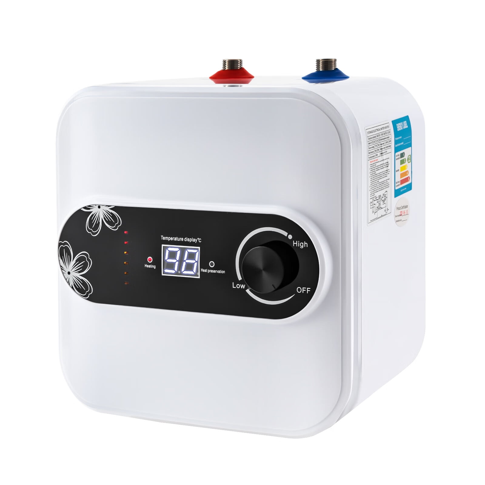 Elektronischer Durchlauferhitzer 1500W – 8L Warmwasserspeicher, 30-65°C Einstellbar, IPX4, Für Küche