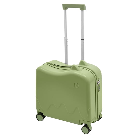Aiqidi 18" Kids Ride-On Suitcase Portable Rolling Children's Travel Carry Trolley Luggage Case with Universal Wheels and Password Lock for Aged 3-6 Years (Olive Green)