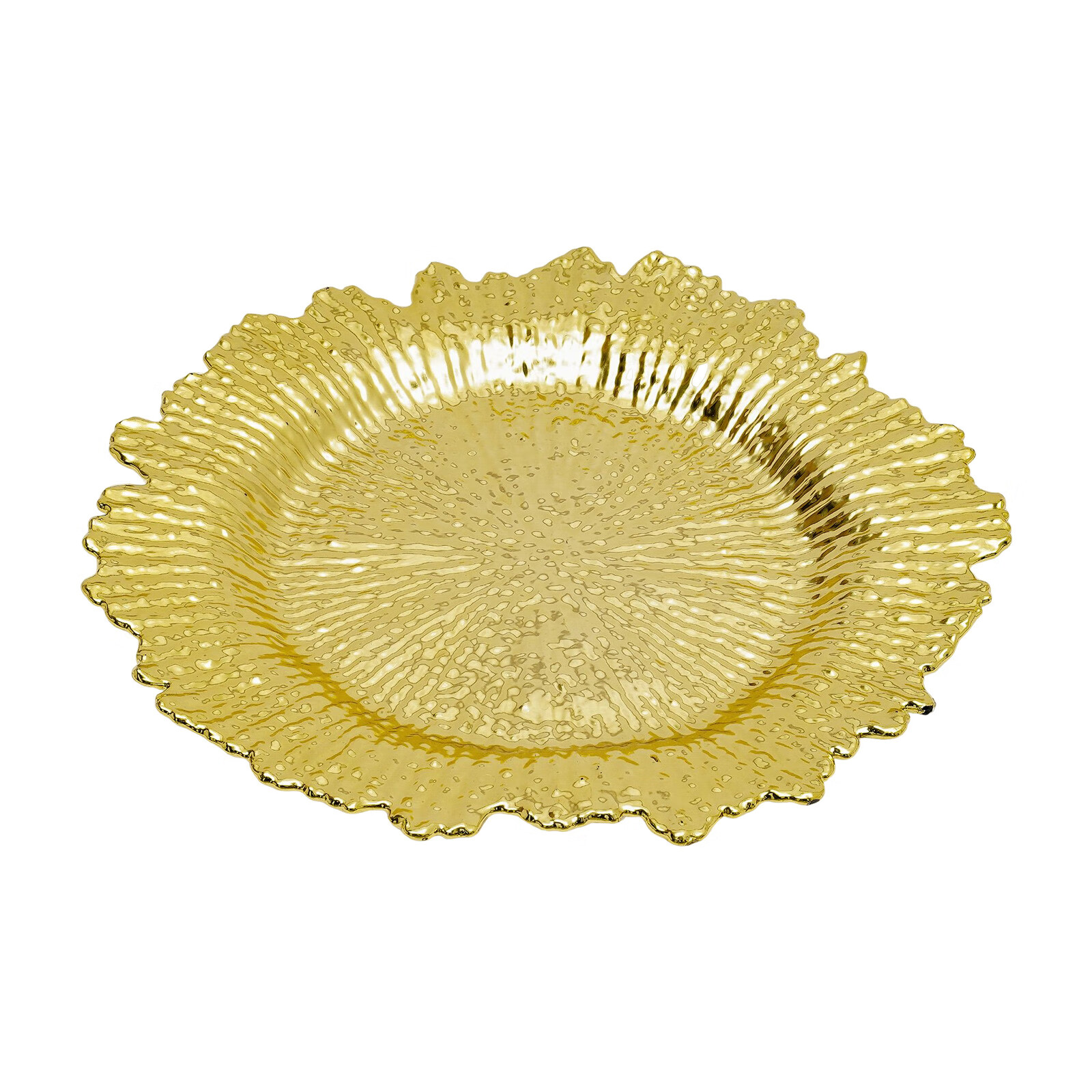 Aiqidi 24 Pack Charger Plates, 13" Gold Round Plastic Coral Reef Plate Chargers for Wedding