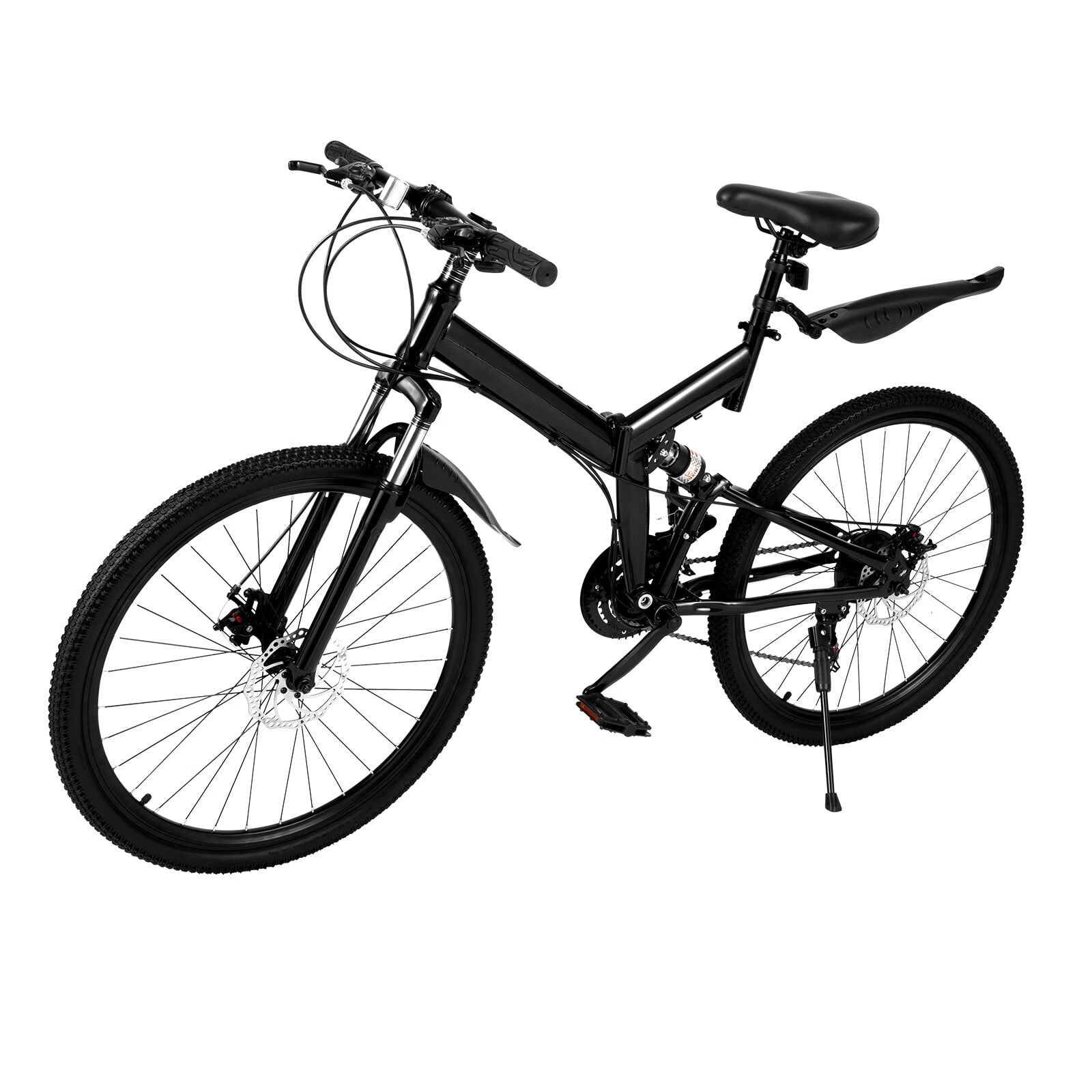 Aiqidi 26 Inch 21 Speed Folding Mountain Bike Full Suspension Dual Disc