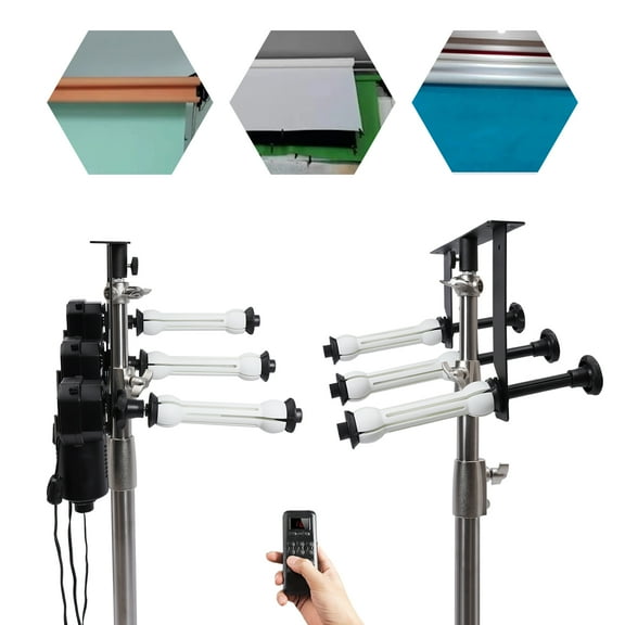 Aiqidi 3 Roller-Motorized Mount Background Photography Studio Backdrop Wall Mount Support System w/Remote