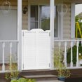 thumbnail image 1 of Aiqidi 32*42Inch Double-door Swing Door Natural Pine Wood Louvered Cafe Door Wall-Mounted Countryside Saloon Doors with 4 Hinges (White), 1 of 16