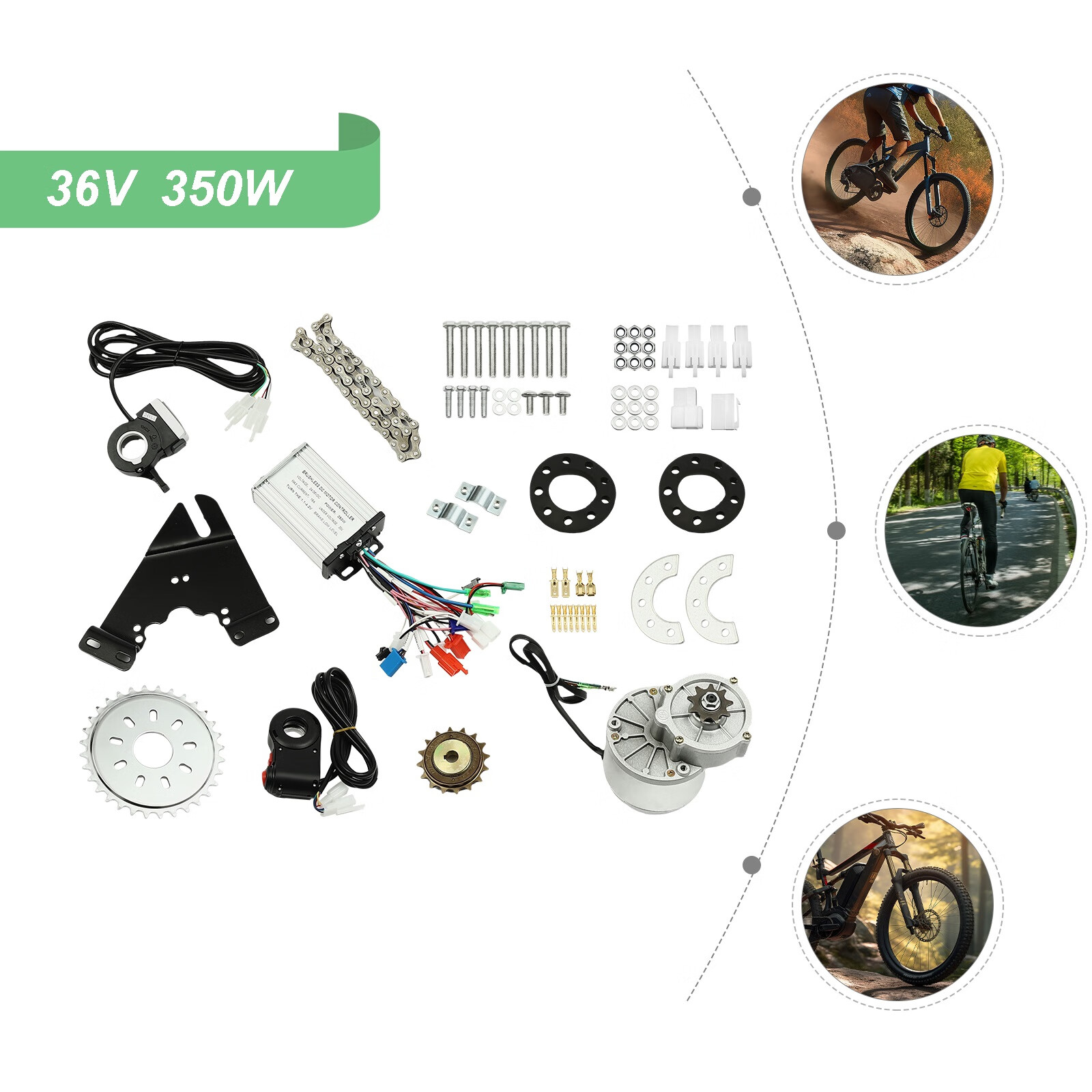 Aiqidi 36V 350W Electric Bike Motor Kit EBicycle Conversion Kit with