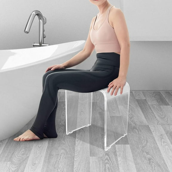 Aiqidi Clear Acrylic Shower Bench Rounded Edge Design for Shower Steam and Sauna 300 Lb Load Capacity