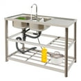 thumbnail image 1 of Aiqidi Commercial Stainless Steel Sink Double Bowl Freestanding Restaurant Kitchen Prep & Utility Sink Basin with Faucet+Drainpipe, 1 of 12