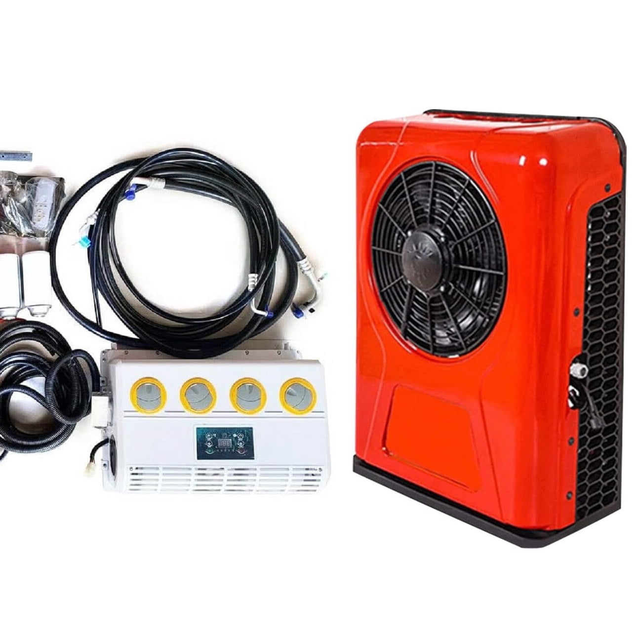 Aiqidi DC 12V Truck Cab Air Conditioner Split, Universal Caravan Car RV Bus Hanging Split AC Kit, 960W, 12000BTU, 1000-3000RPM