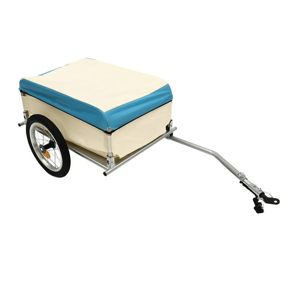 Aiqidi Foldable Bike Trailer Utility Bicycle Cargo Cart Two-Wheel Wagon Trailer with Hitch for 24"/26" Mountain Bikes Load 110LB