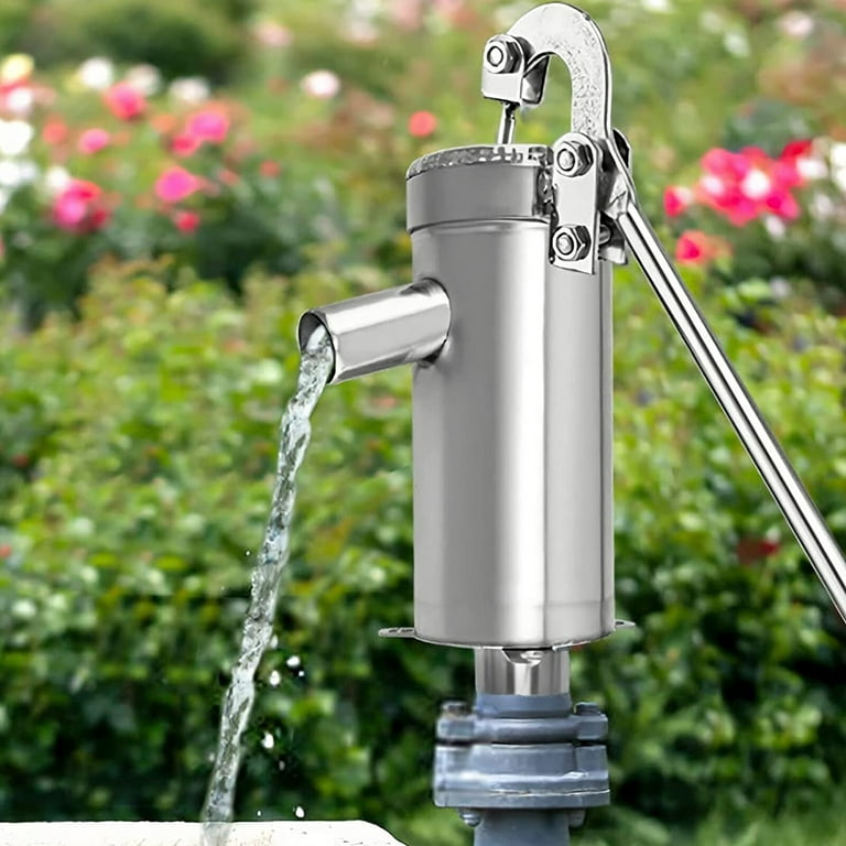 Aiqidi Hand Pressure Deep Well Water Pump Stainless Steel Manual Water Jet  Pump Domestic Well Hand Shake Suction Pump for Garden Yard