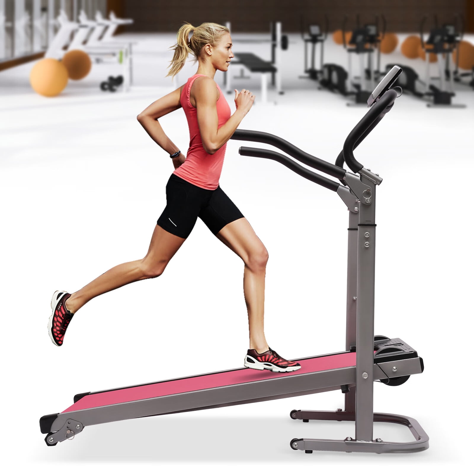 Aiqidi Incline Folding Treadmill with LED Monitor Handrail