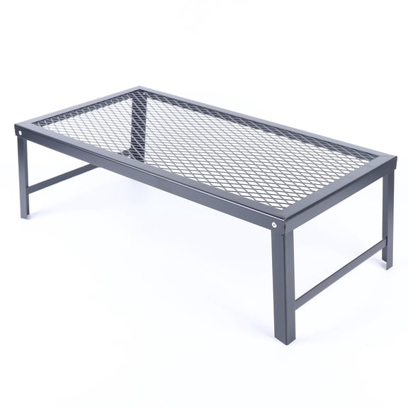 Aiqidi Outdoor Folding Campfire Grill Portable Heavy Duty Steel Mesh Grate BBQ Cooking Grill with Legs Outdoor Open Fire Grilling Equipment 21.7*11.8*7.1in