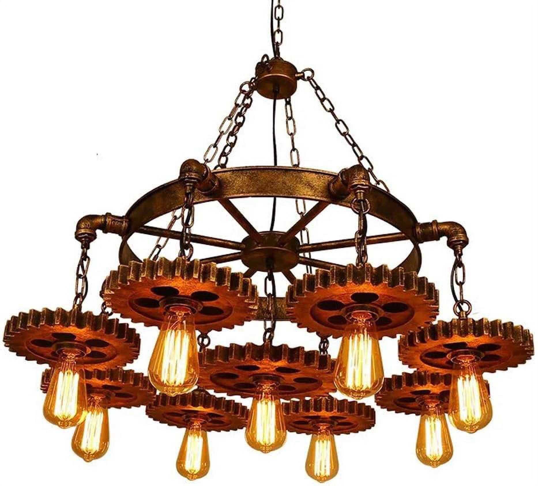 Aiqidi Retro Industrial Chandelier 9 Gear Metal Pendant Light Loft ...