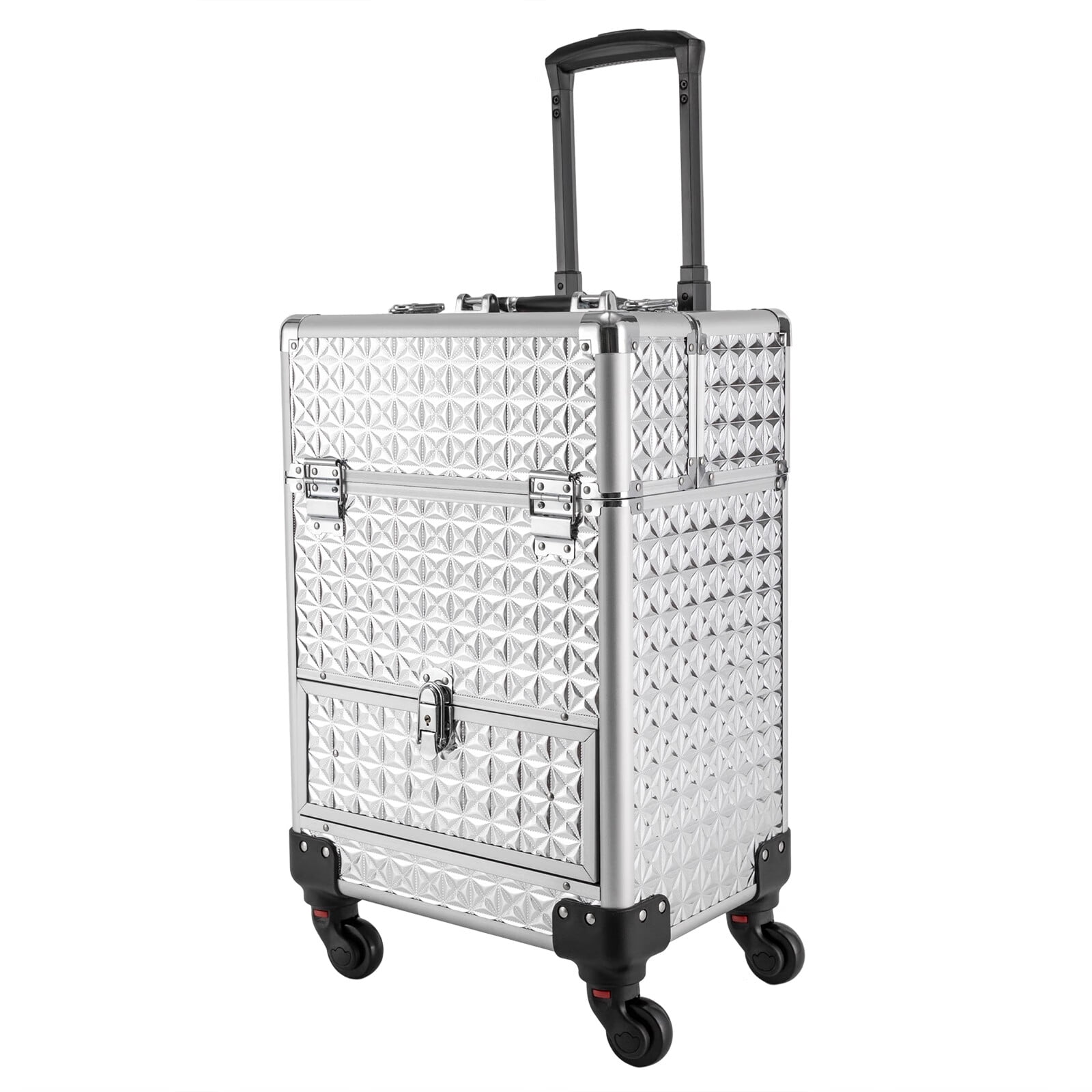 Aiqidi Rolling Makeup Train Case Wheeled Manicure Storage Case Trunk